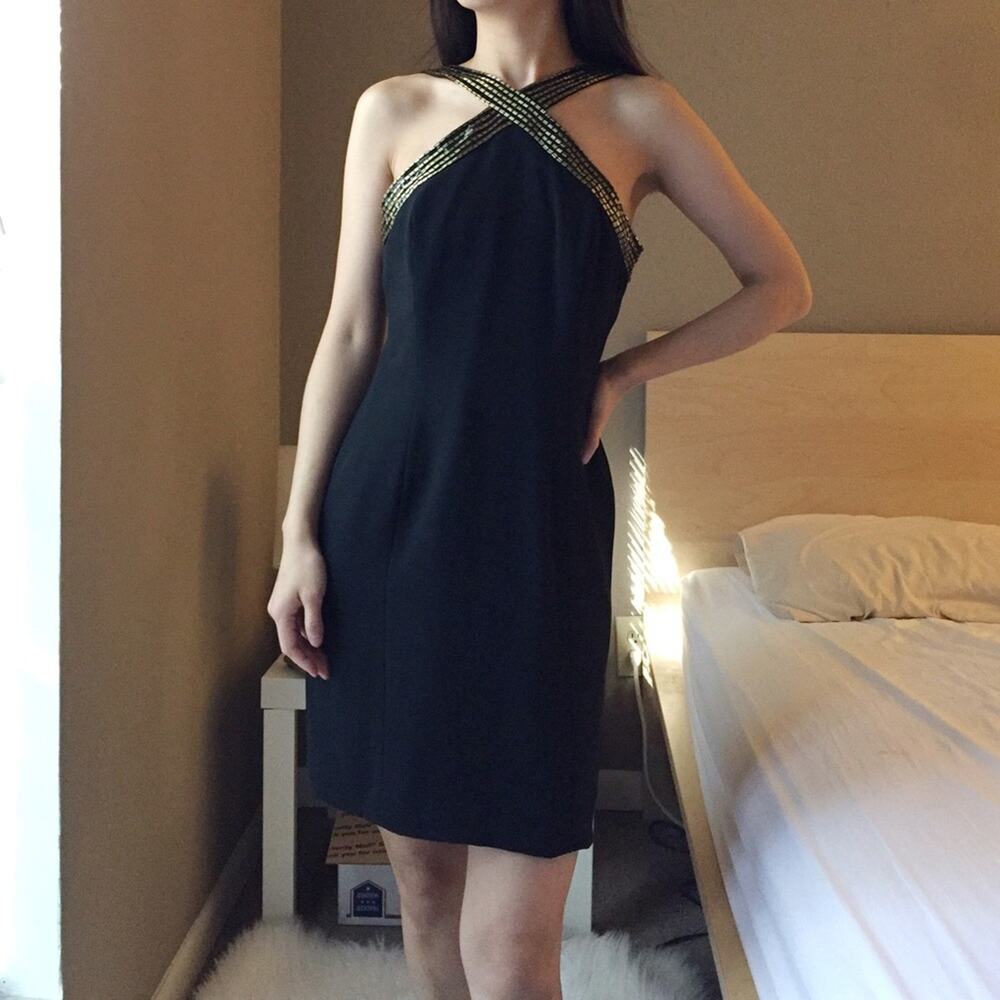 Rimini Beaded Sequin Black Dress.--DA4
